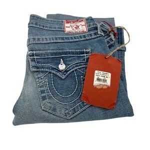 Vintage True‎ Religion Denim Capri Shorts Cuffed Disco Sophie Big T Size 29 NWT